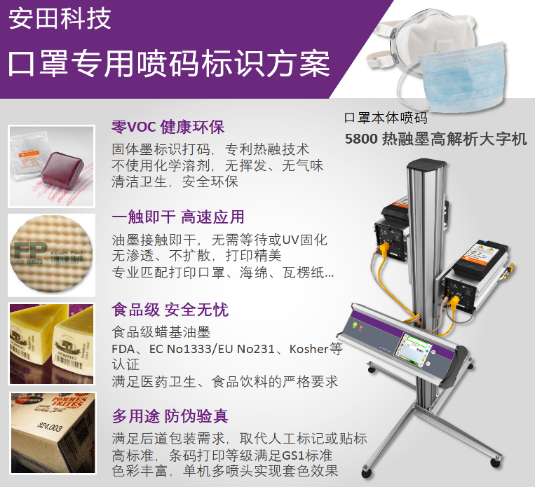 馬肯依瑪士KN95口罩熱熔墨噴碼機(jī)蠟基噴碼機(jī)依瑪士5800熱融墨高解析大字噴碼機(jī)